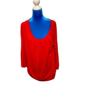 Lane Bryant red top sz 14 long sleeve 95% rayon ptp 20 inches